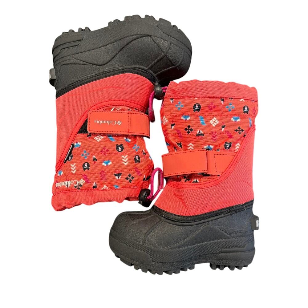 Columbia Powderbug Plus II Print Waterproof Snow Boots, Pink, Toddler Size 7C